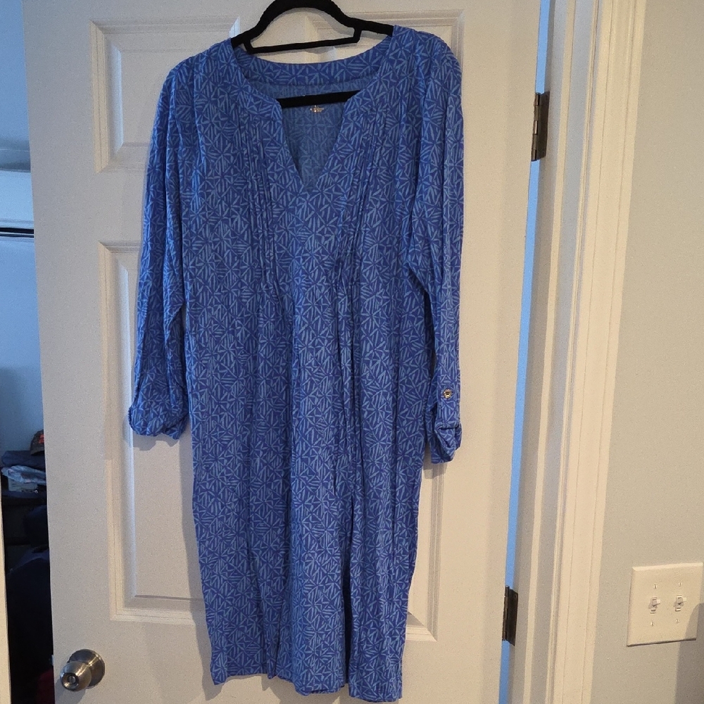 Lilly Pulitzer Vibrant Blue Patterned Long Sleeve Dress